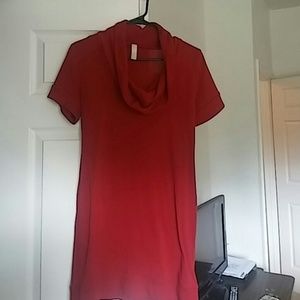 Long burgundy woman's cotton/rayon blend top