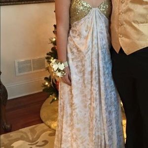 Gold and white prom gown