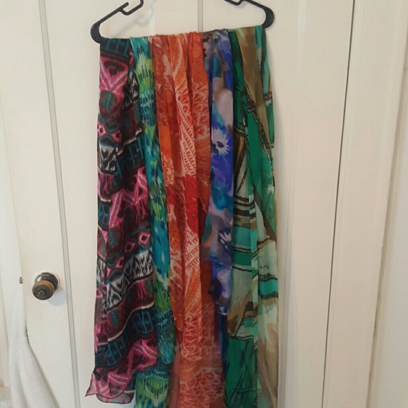 5 silky scarves