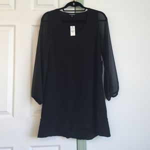 Express black flowy dress with sheer sleeves