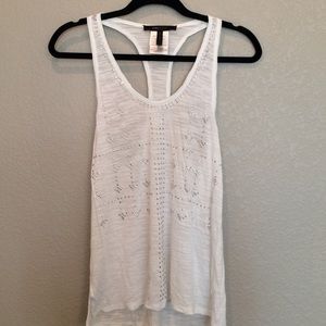 BCBGMaxAzria Beaded White Tank