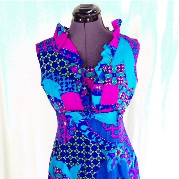 True Vintage Floral Bow Hippie Dress