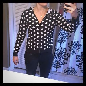 Black and white polka dot zip up hoodie