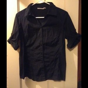 Black 3/4 sleeve button down top