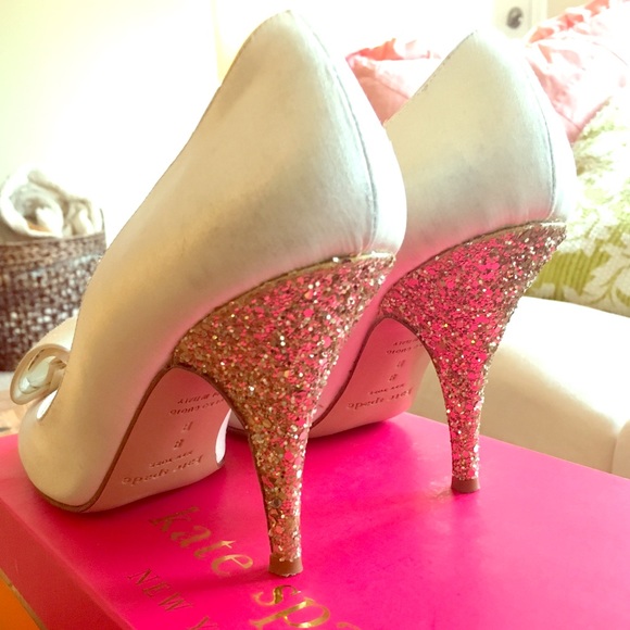 Kate Spade Clarice Ivory / Gold Glitter Pumps