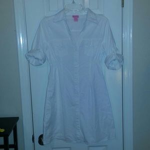 White Button Up Shirt Dress
