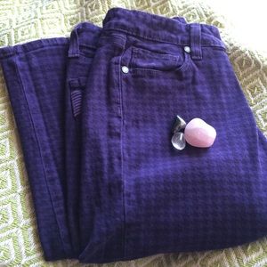 Paige Jeans | Purple Herringbone-Pattern Skinnies