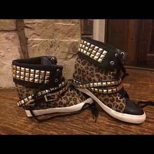 Betsey Johnson Leopard Wedge Sneakers