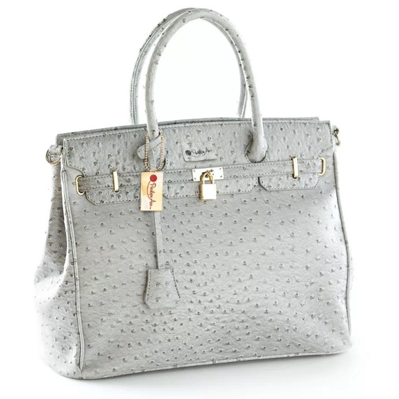Gray Ostrich Handbag