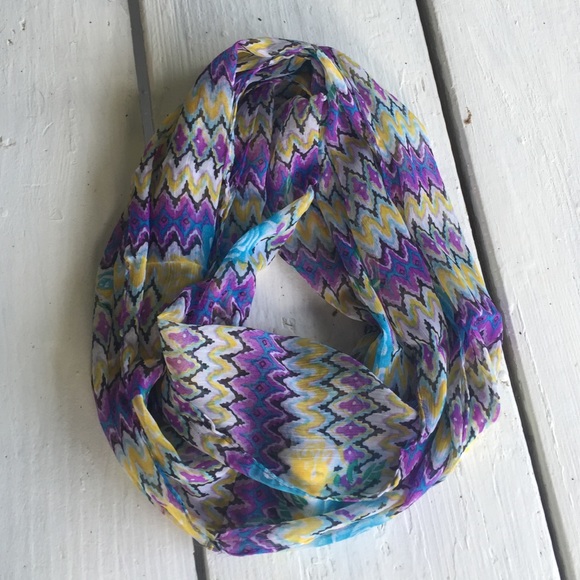 Infinity chiffon purple turquoise yellow white