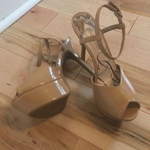 Tan platform heels