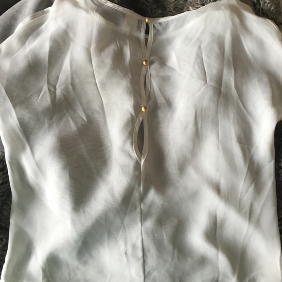 White sheer, short sleeved top