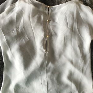 White sheer, short sleeved top