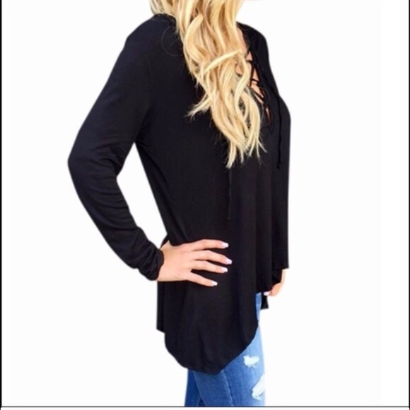 Long sleeve loose hooded shirt T104 - Picture 2 of 3