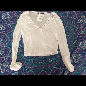 Brandy Melville White long sleeved crop top