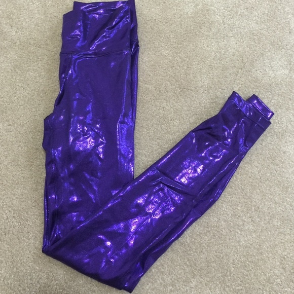 High waisted Shiny purple leggings