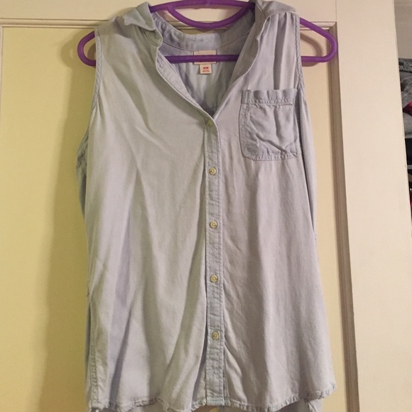 Button up tank top with longer back