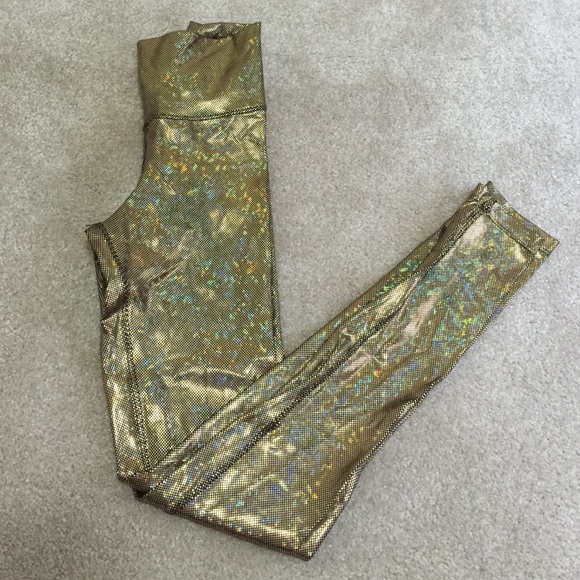 High waisted metallic gold leggings