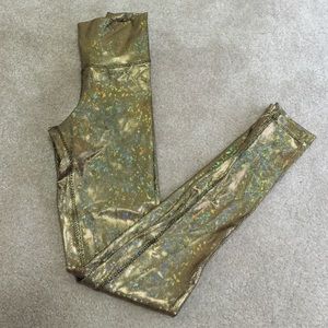 High waisted metallic gold leggings