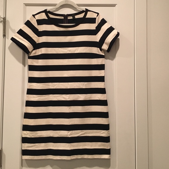 J. Crew Navy & Cream Striped Dress