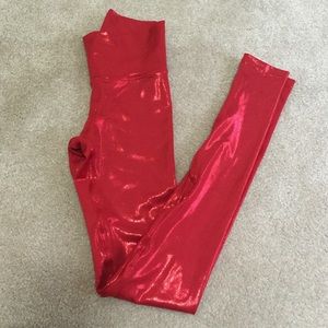 High waisted red leggings