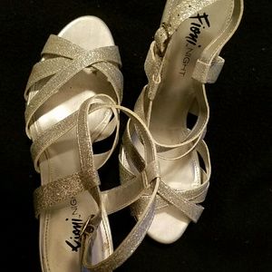 Silver glitter heels