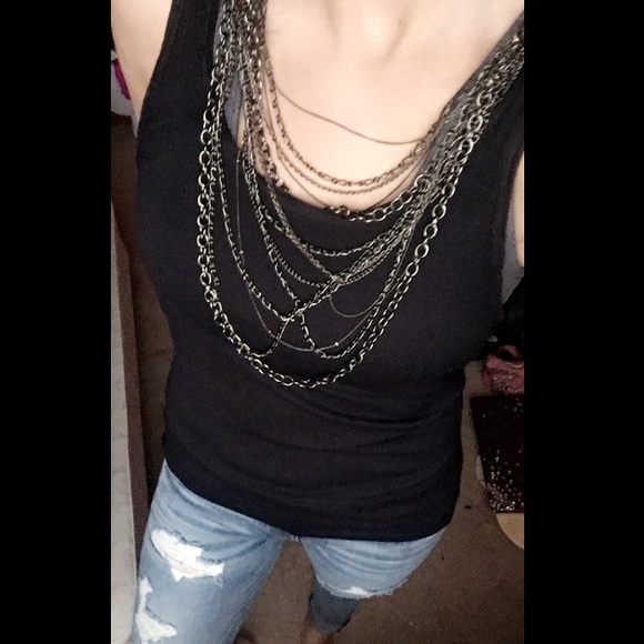 NWT Black Tank with Detachable Necklace.