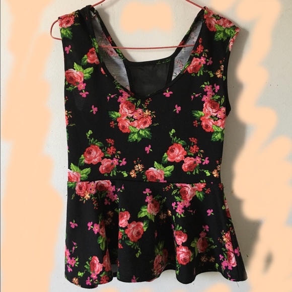 Black floral shirt