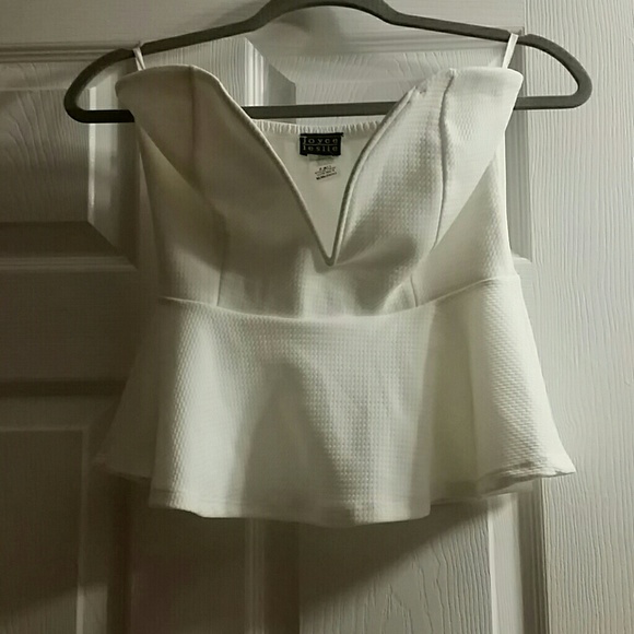 Strapless white peplum top