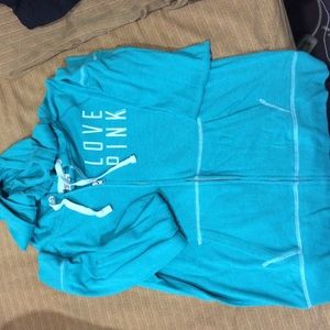PINK- Victoria's Secret- teal/green sweatshirt