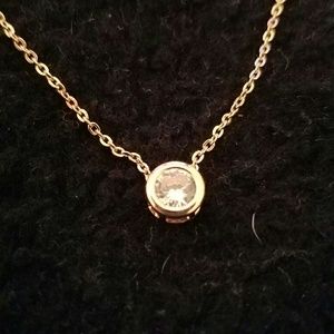 Gold crystal diamond necklace