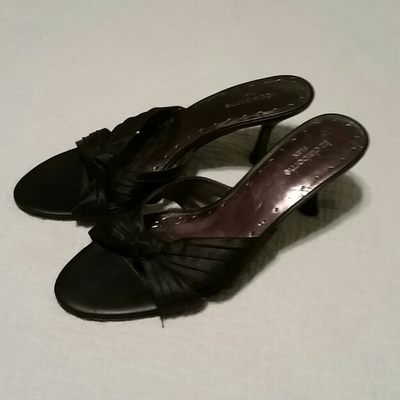 Liz Claiborne Black Satin Slip-on Heels