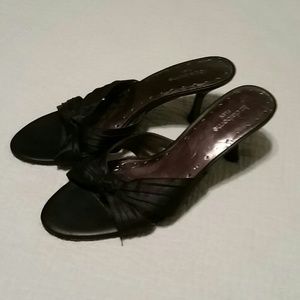 Liz Claiborne Black Satin Slip-on Heels