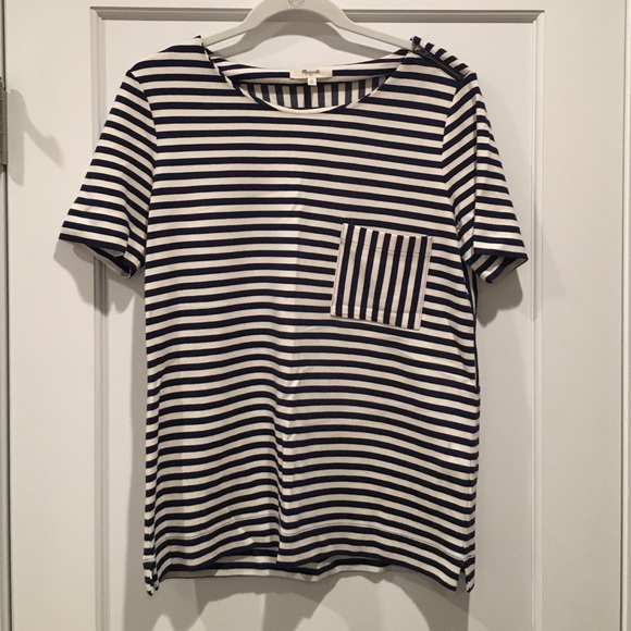 Madewell Blue & White Short Sleeve Shirt