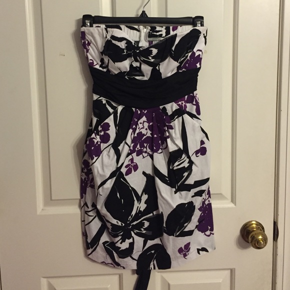 Black white and purple cocktail dress