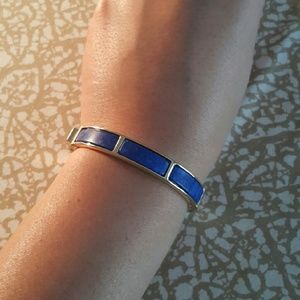Ann Taylor LOFT Blue Stone Hinge Bangle Bracelet