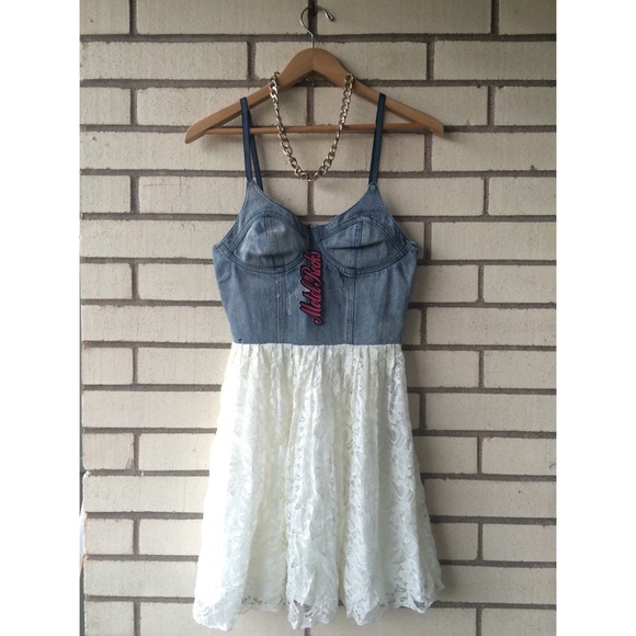 Motel Rocks Dresses & Skirts - Denim and Lace Dress