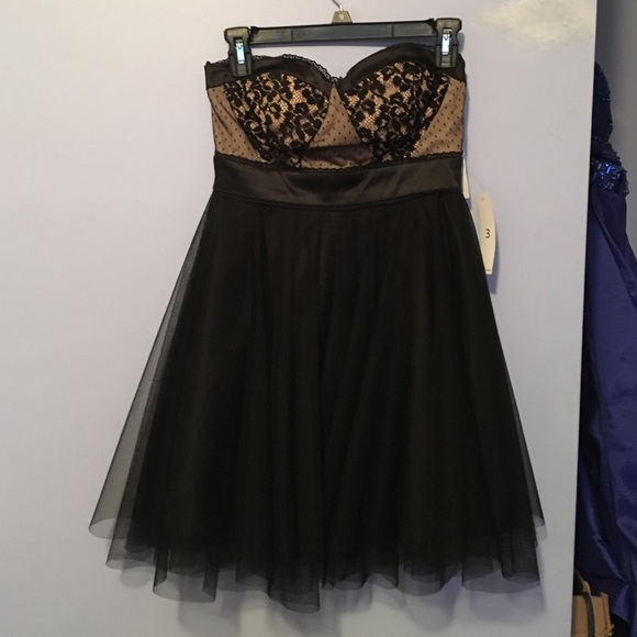 Black and Tan Leather and Lace Teeze Me Dress