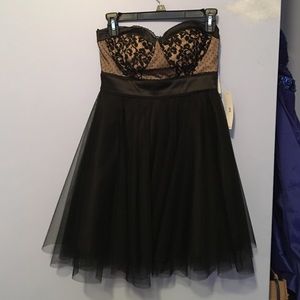 Black and Tan Leather and Lace Teeze Me Dress