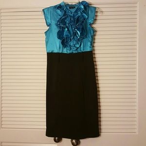 Teal and Black Interview/Business style Dress