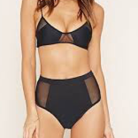 Forever 21 high waist mesh panel bikini bottom