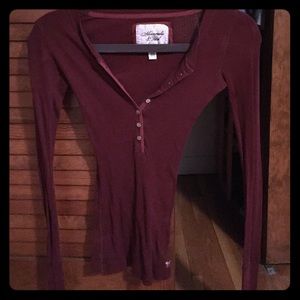 Maroon long-sleeved Abercrombie & Fitch top