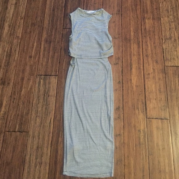 [2X HOST PICK] Grey & Ivory Striped Dress - Picture 3 of 5
