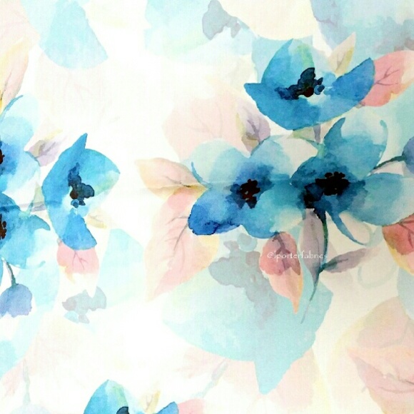 BLue Hydrangea wide silk satin scarf