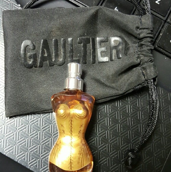 Gaultier perfume bottle with pouch