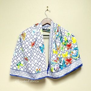 Butterflies mosaic garden wide silk satin scarf