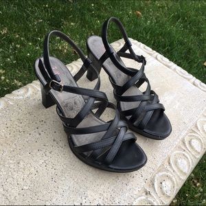 Black Strappy Walkable Heels