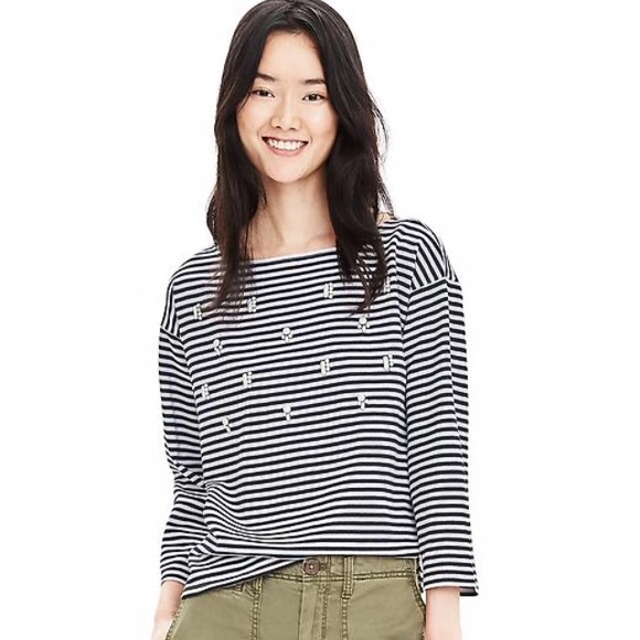 Banana Republic stripe beaded top- FINAL PRICE