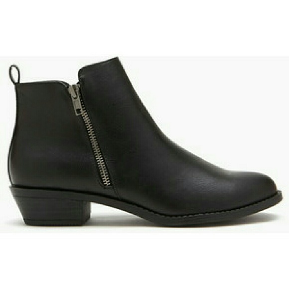 Faux leather ankle booties