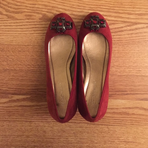 Red suede BCBG heels
